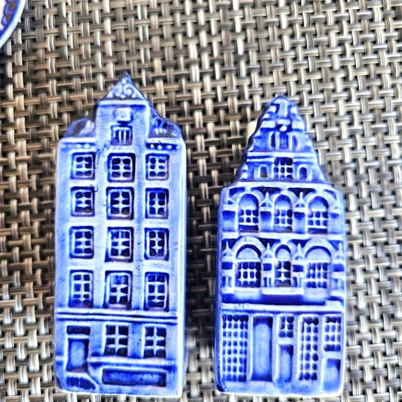 Vintage Delft Windmill Miniature Plate 3" Holland W7 2 sets S&P shakers - Picture 6 of 14